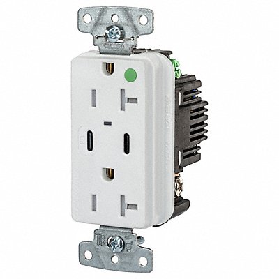 HUBBELL USB8300CPDW USB Receptacle White 1 hp