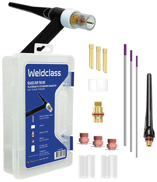 Weldclass WC-01662 TIG Parts Kit With Storage Box PLATINUM PX (Glass Cup) Series 17/18/26 Std Diameter