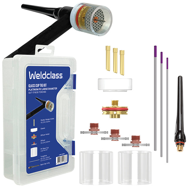 Weldclass WC-01663 TIG Parts Kit With Storage Box PLATINUM PX (Glass Cup) Series 17/18/26 Large Diameter
