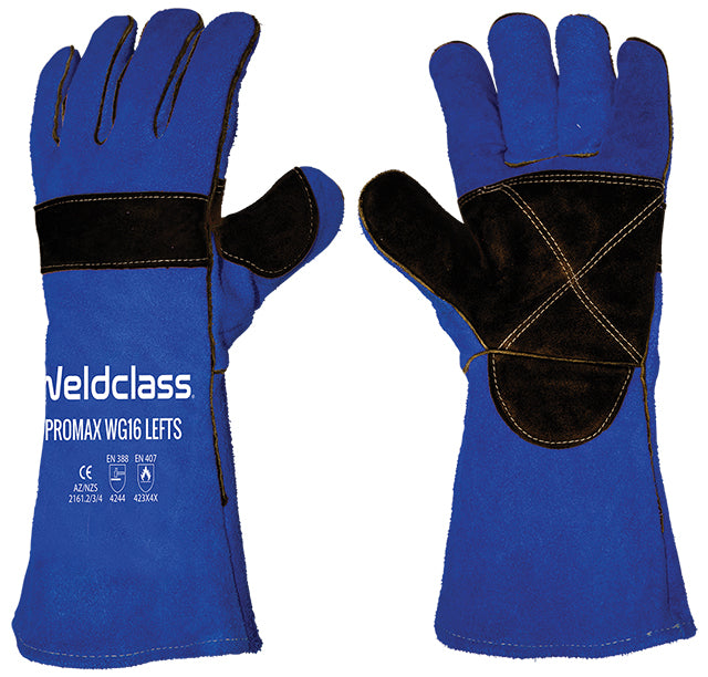 Weldclass WC-01777 Gloves Welding PROMAX WG16 Blue Lefts (Pair Of 2 x LH Gloves)