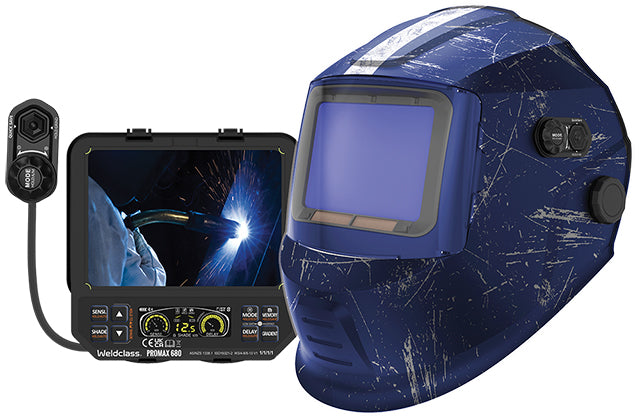 Weldclass WC-05345 Welding Helmet PROMAX 680 Digital Blue Retro Graphic
