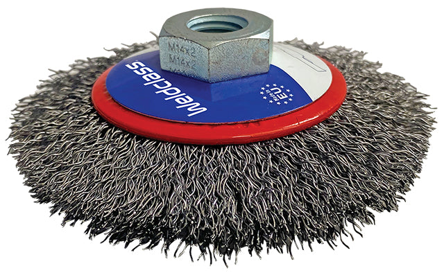 Weldclass WC-06456 Wire Brush Bevel Crimp 100mm M14x2/10x1.5 Mild-Steel