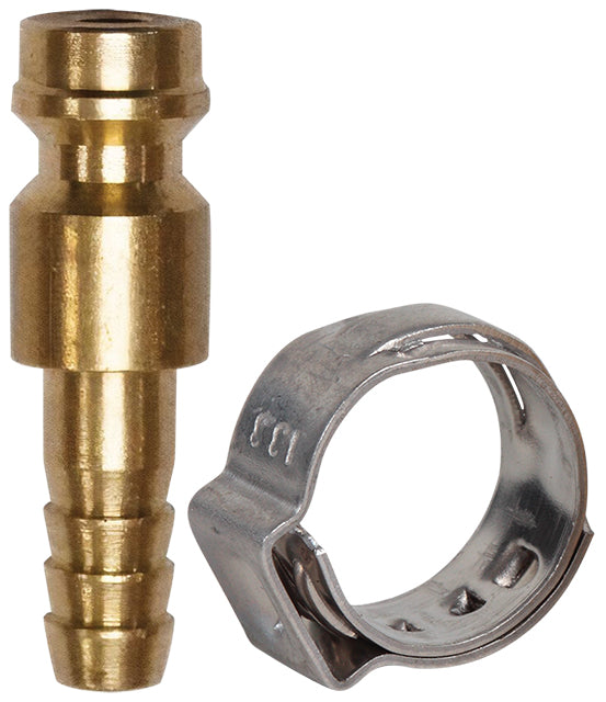 Weldclass WC-06529 Quick-Connect Gas/Water Fitting For MIG/TIG Machines/Torches - Male Plug + Clamp Kit Suit 5-6mm ID Hose