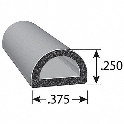 TRIM LOK INC X1153BT500 Rubber Seal 1/4 H 500 ft L D Shape
