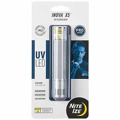 NITE IZE X5CUV11R7 Flashlight CR123A 4-3/4 H 7/8 Dia Silver