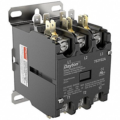 DAYTON 783Y02 Definite Purpose Magnetic Contactor 24VAC 3P 25A