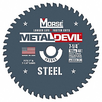 MORSE 102643WWG Carbide Circular Saw Blade Arbor 13/16