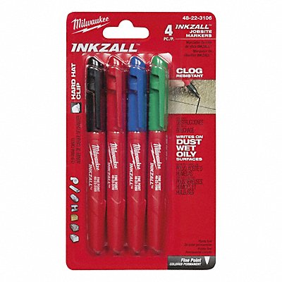 MILWAUKEE 48223106 Marker Black/Red/Blue/Green Bullet Tip