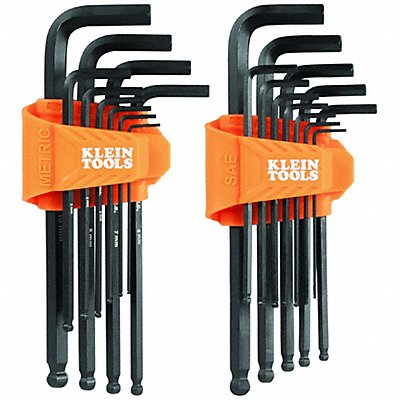 KLEIN TOOLS BLS22 Hex Key Set Long Ball End SAE/Metric 22P