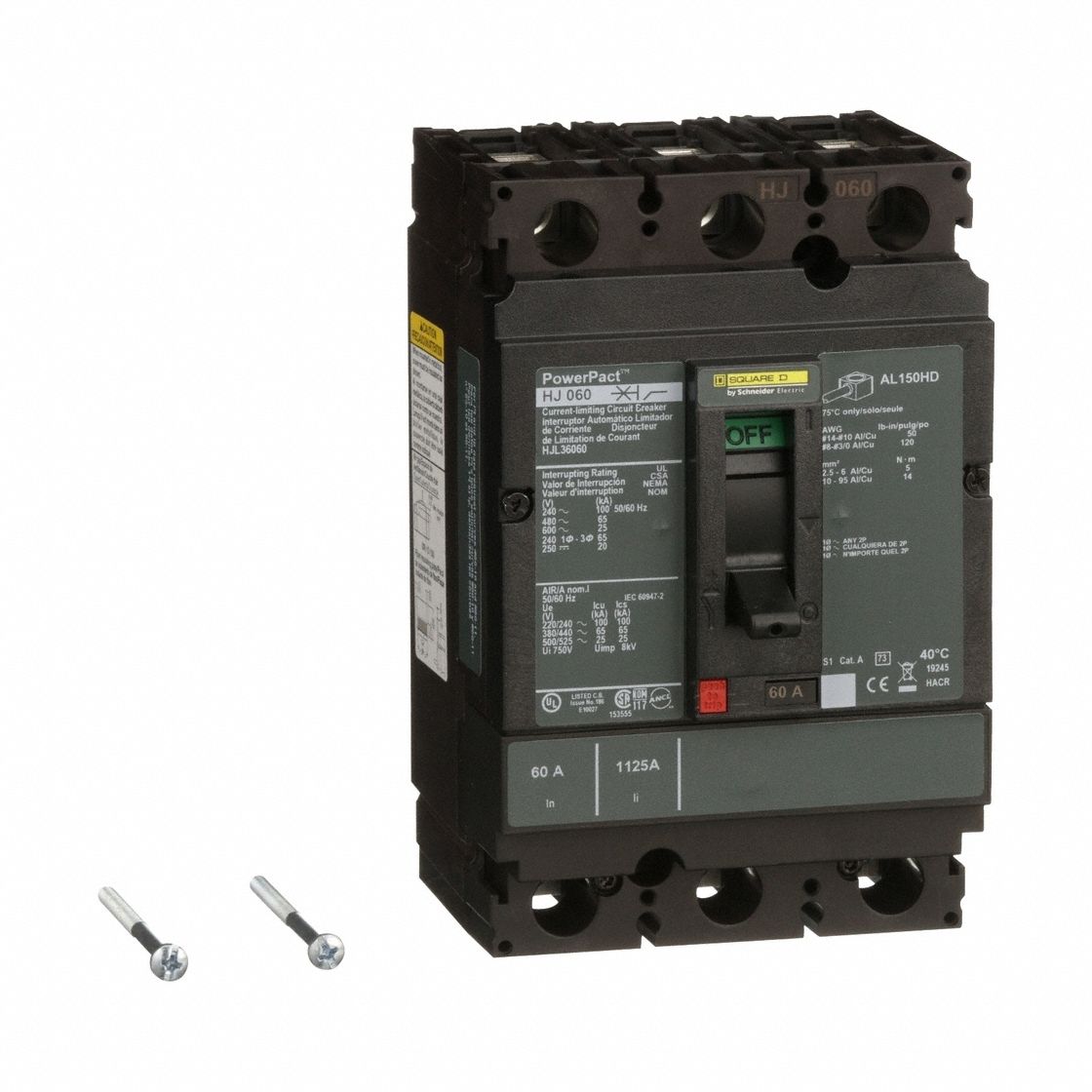 SQUARE D HJL36060 Molded Case Circuit Breaker 600V 60A