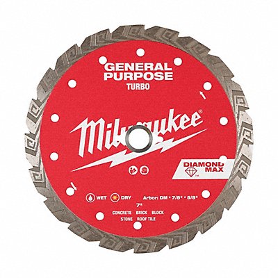 MILWAUKEE 49939107 Diamond Saw Blade Diam 7 Arbor 5/8 7/8