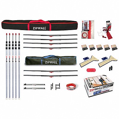 ZIPWALL ZWTK Dust Barrier System Kit 12 ft H Black