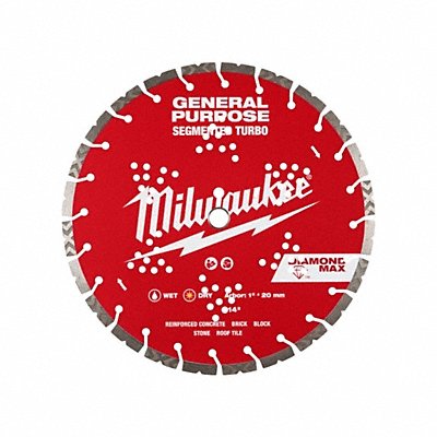 MILWAUKEE 49939014 Diamond Saw Blade Diam 14 Arbor 1