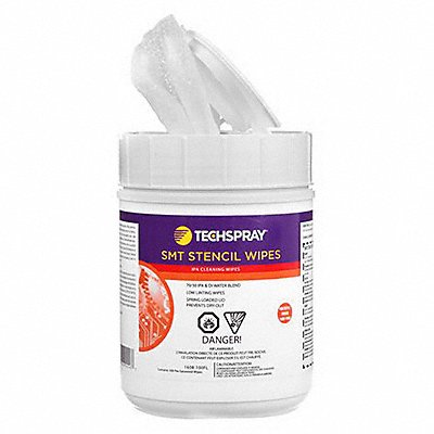 TECHSPRAY 1608100FL IPA Cleaning Wipes Self-Close Tub PK100