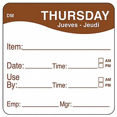 DAYMARK 1100534 D5397 Day Label Brown PK250