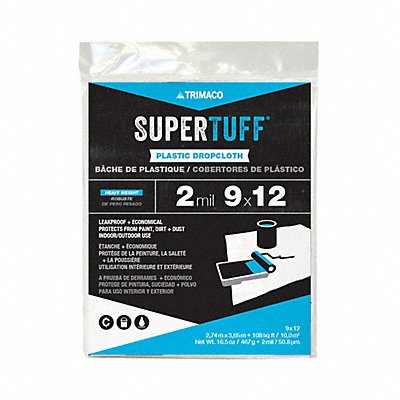 TRIMACO 3304 Drop Cloth LDPE Clear 9 ft.L 2 mil