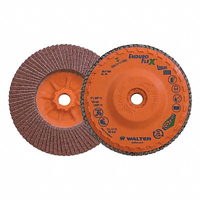 WALTER SURFACE TECHNOLOGIES 06F504 Flap Disc Coated 5 dia 12 200 RPM