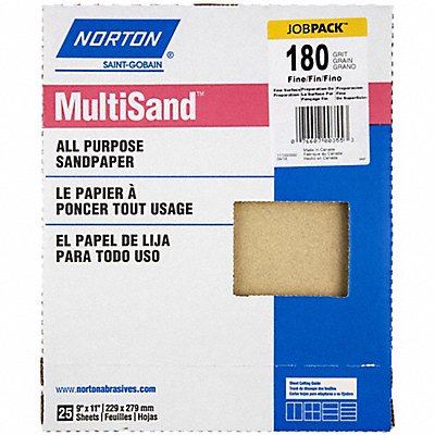 NORTON 7660700355 Sandpaper Sheet Grit 180 PK25