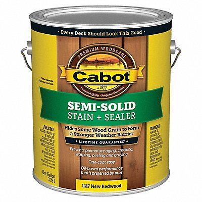 CABOT 1400000000000 Stain Semi-Solid NewRedwood Flat 1 gal.