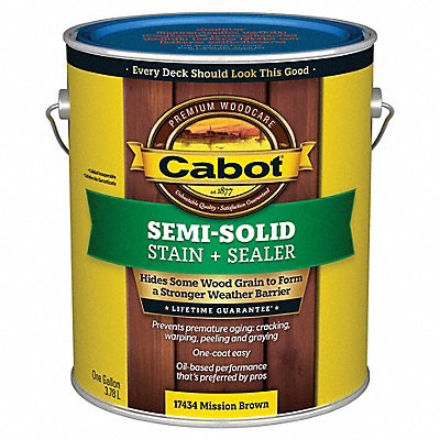CABOT 1400020000000 Stain Mission Brown SemiSolid Flat 1gal.