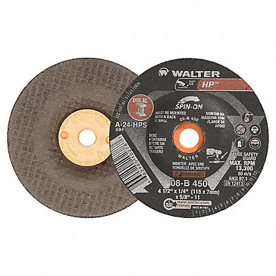 WALTER SURFACE TECHNOLOGIES 08B450 Depressed Grinding Wheel 5/8 -11CN ThreadHle