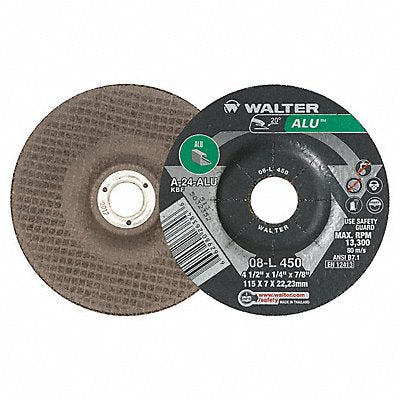 WALTER SURFACE TECHNOLOGIES 08L450 Grinding Wheel T27 4-1/2x1/4x7/8