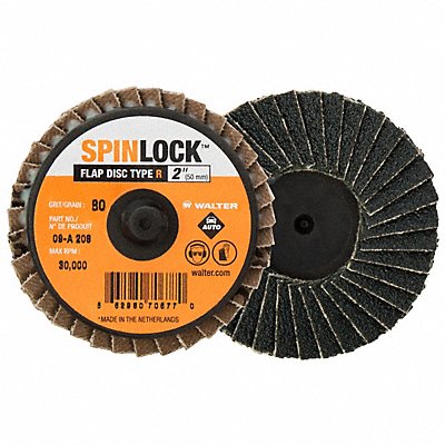 WALTER SURFACE TECHNOLOGIES 09A308 Flap Disc Threaded Hole 3 dia Dark Grey