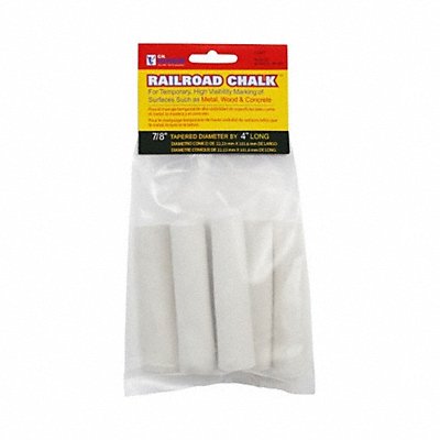 GRAINGER 10467 Railroad Chalk White Tapered 4 In PK6