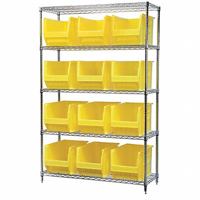 AKRO-MILS AWS184830282Y D5364 Bin Shelving 18inx74inx48in Yellow