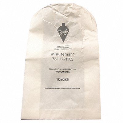 TOUGH GUY 10E085 Vacuum Bag Paper 1-Ply Reusable PK10
