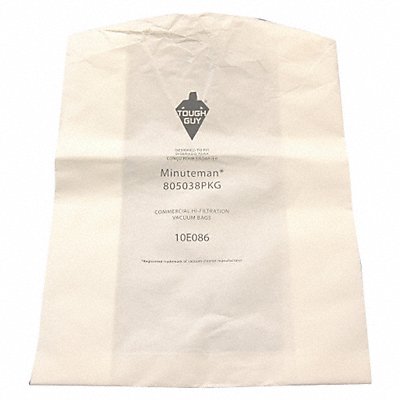 TOUGH GUY 10E086 Vacuum Bag Paper 1-Ply Reusable PK12