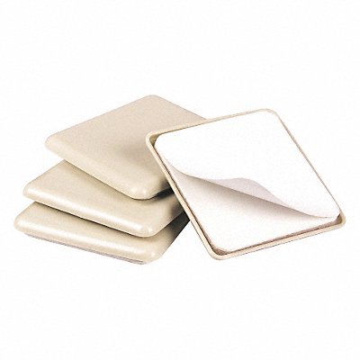 GRAINGER 10G202 Furniture Glides SelfStick Sq 2-1/2 PK4