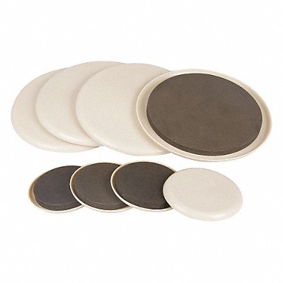 GRAINGER 10G206 Furn. Glides Self-Stick Rd 3-1/2 7 PK8