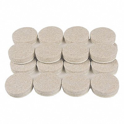 GRAINGER 10G211 Felt Pads Self-Stick Round 3/4 PK20