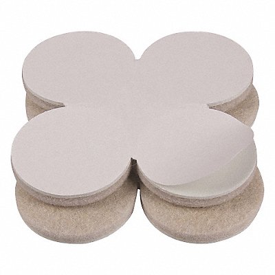 GRAINGER 10J990 Felt Pads Self-Stick Round 1-1/2 PK8