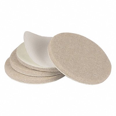 GRAINGER 10J992 Felt Pads Self-Stick Round 2-1/2 PK4