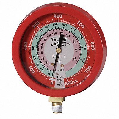 YELLOW JACKET 49515 Gauge 3-1/2 Dia High Side Red 800 psi
