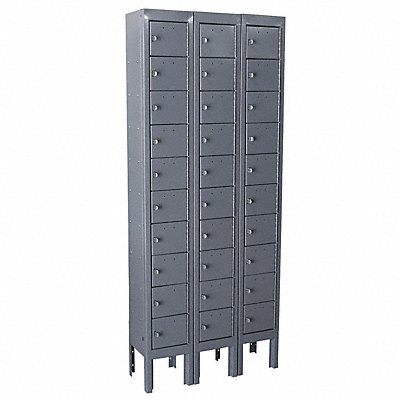 GRAINGER 10Y621 Locker 10x3Lockers Grey 66 x27 x9