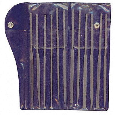 WESTWARD 10Z663 Needle File Set 4 Cut 7.2 In 12 Pc