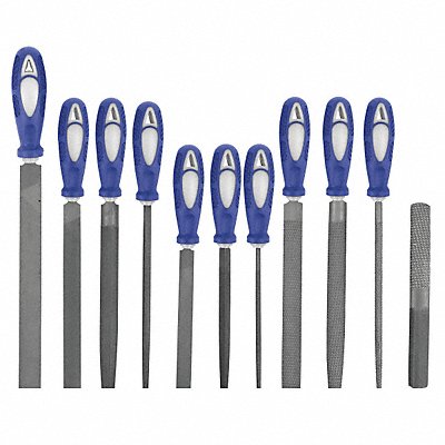 WESTWARD 10Z754 Hand File Set Bastard/Smooth 11 Pc