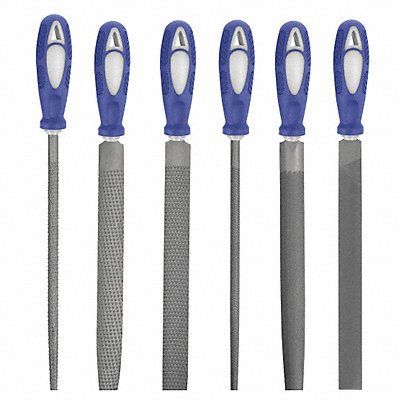 WESTWARD 10Z755 Hand File Set Bastard/Smooth 8 In L 6 Pc