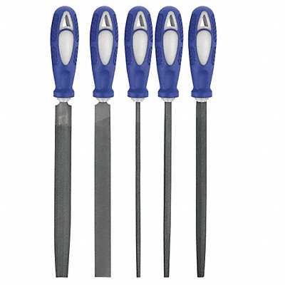 WESTWARD 10Z756 Hand File Set Bastard/Smooth 8 In L 5 Pc