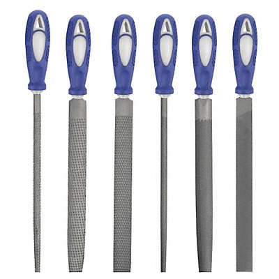WESTWARD 10Z760 Hand File Set Bastard/Smooth 6 In L 6 Pc