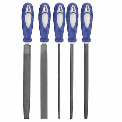 WESTWARD 10Z761 Hand File Set Bastard/Smooth 6 In L 5 Pc