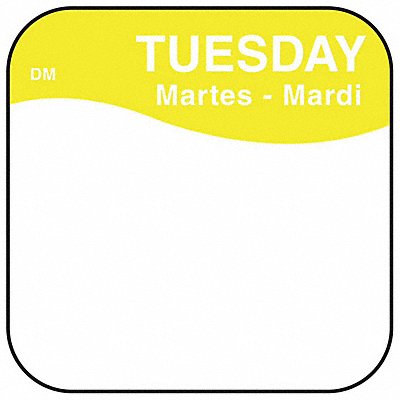 DAYMARK IT1100372TUE Food Safety Label Yellow/White 3/4 in H