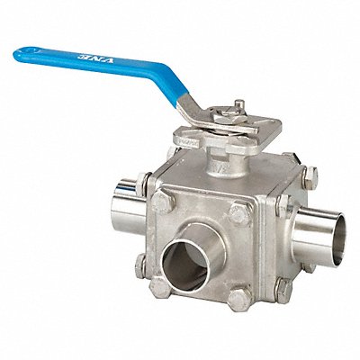 VNE EG93CCC65 Sanitary Ball Valve 316 SS 3-Way Clamp