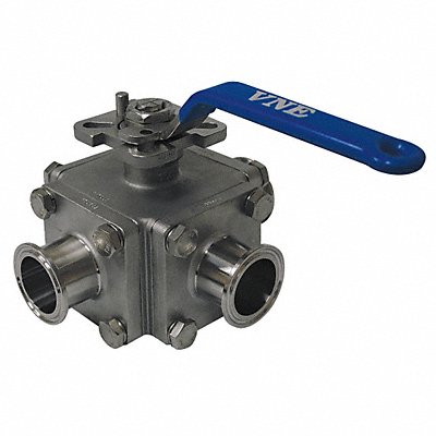 VNE EG93CCC675 Sanitary Ball Valve 316 SS 3-Way Clamp