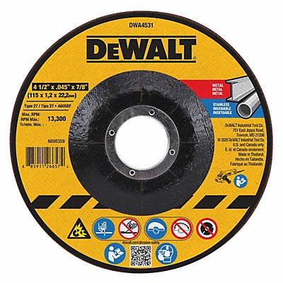 DEWALT DWA4531 Abrasive Cut Off Aluminum Oxide 60 Grit