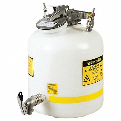 JUSTRITE 12770 HPLC Waste Can White PTFE 12 dia