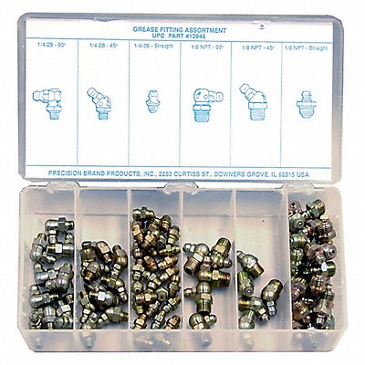 PRECISION BRAND 12945 Grease Fitting Kit Strght Stl PK90